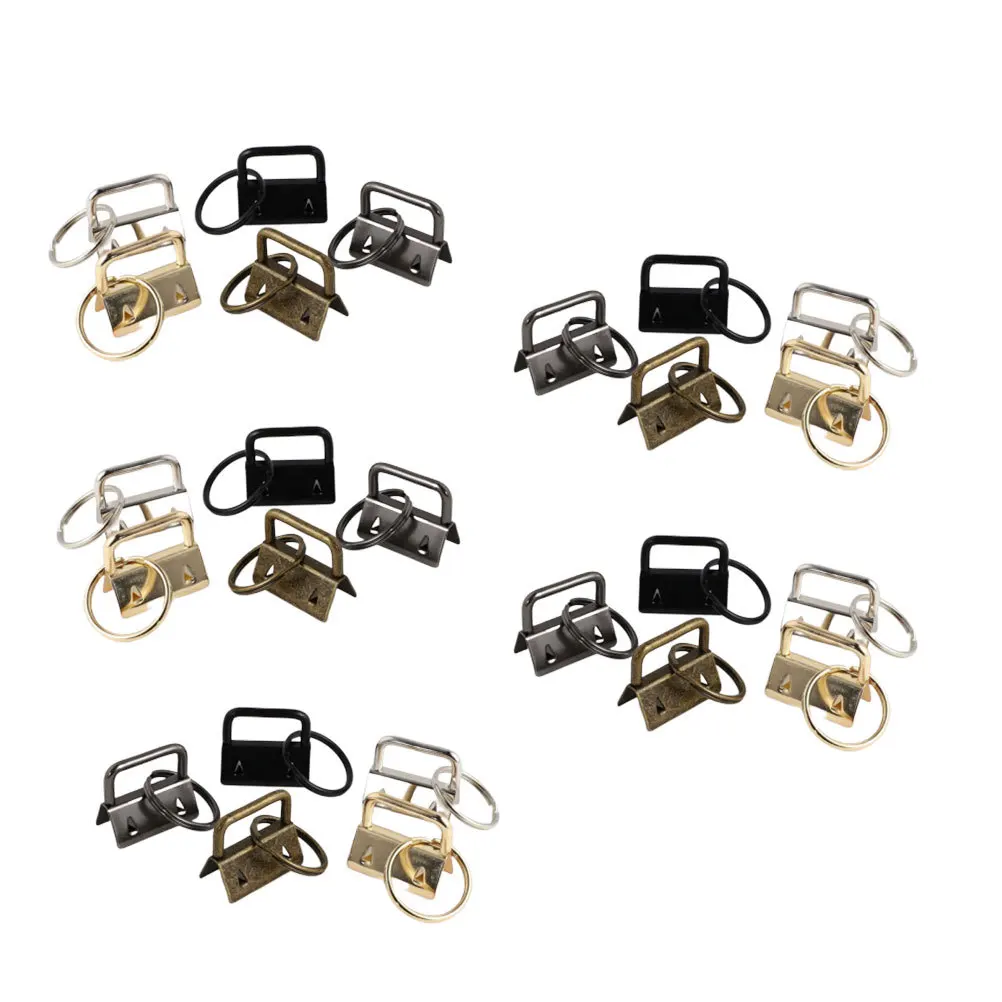 50pcs Luggage End Caps Bag Straps Metal Keychain Fob Hardware Fashion With Keychain Diy Craft Accessories Wristlet Key Ring
