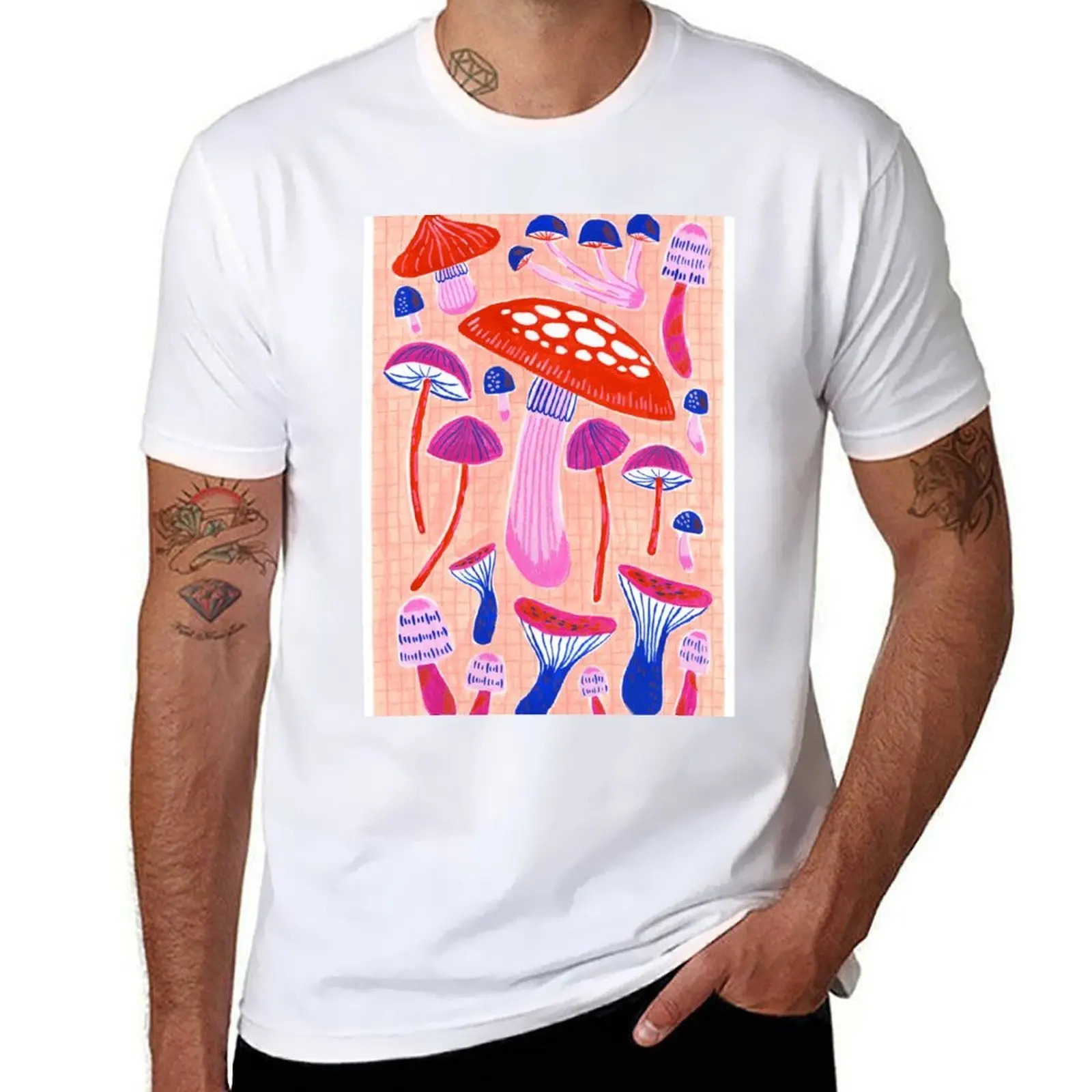 

Mushrooms and Red Pink T-Shirt Trend Art Print T-Shirt