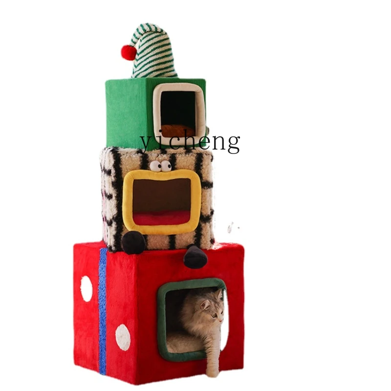 

Zk Pile Style Cat Climbing Frame Cat Nest Scratching Post Integrated Non-Covering Jumping Platform Winter Warm Gift