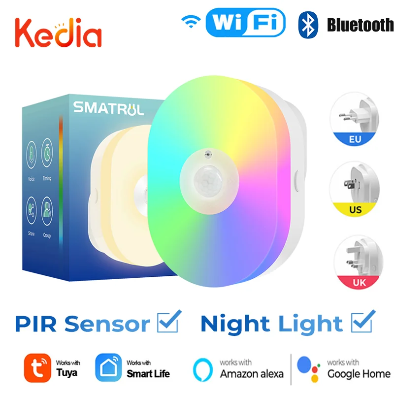 

Tuya WiFi Human Motion sensor Smart RGB LED Night DIY Colorful light sensor Smart Life Timing Voice/Remote Control for Alexa