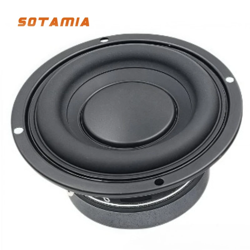 SOTAMIA 1 Unidade Subwoofer Médio de Alta Fidelidade 4.5 Polegadas (115mm) Redondo 4 Ohm 25W Alto-falante de Graves para Home Theater com Ímã Externo