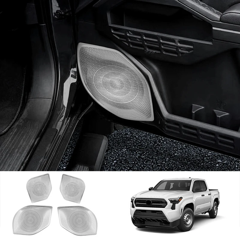 Car Stainless Steel Door Sound Speaker Horn Panel Trims Audio Loudspeaker Cover For TOYOTA TACOMA 2024