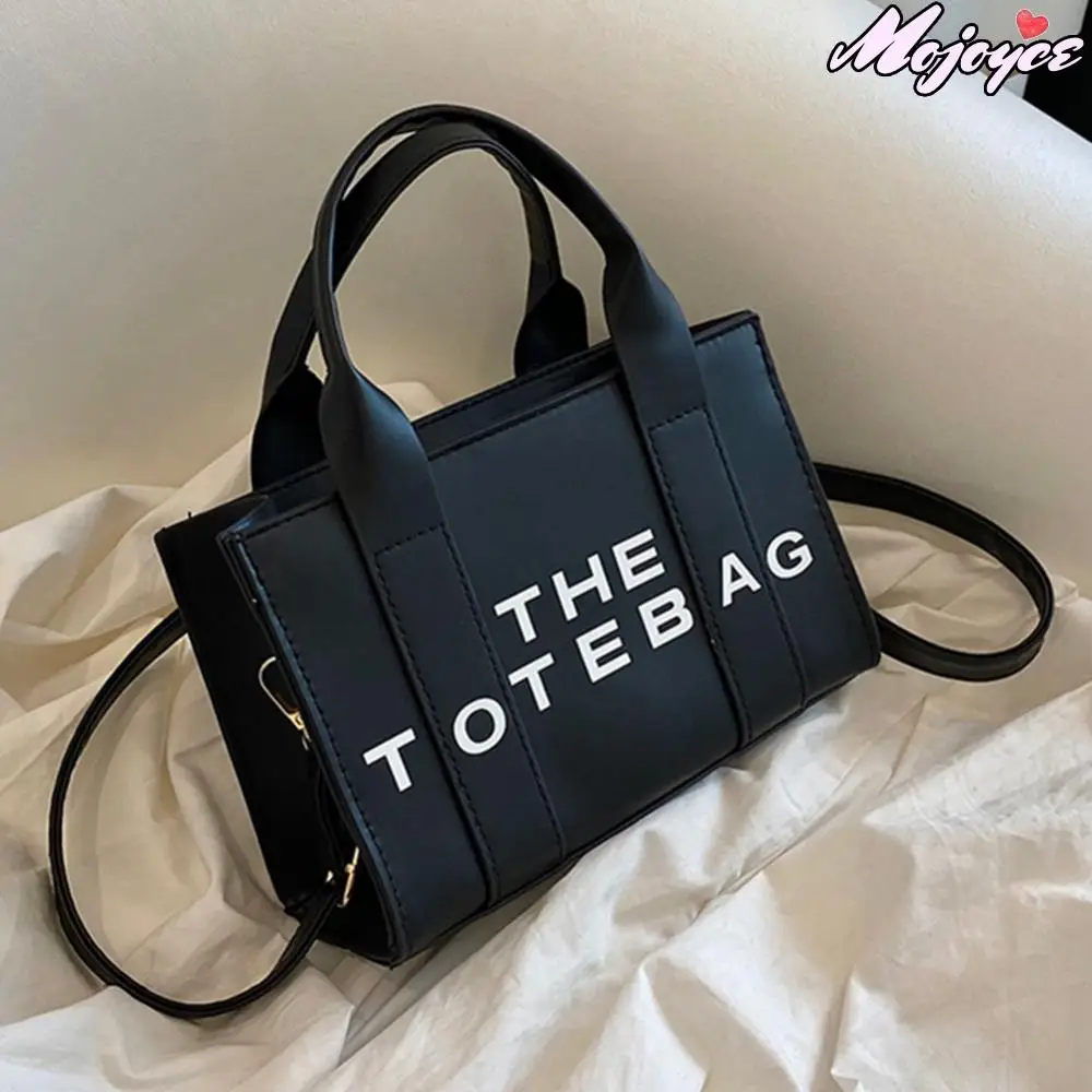 The Tote Bag For Women Trendy PU Leather Top-Handle Bag Contrast Letters Handbag Casual Crossbody Bag Ladies Square Shoulder Bag