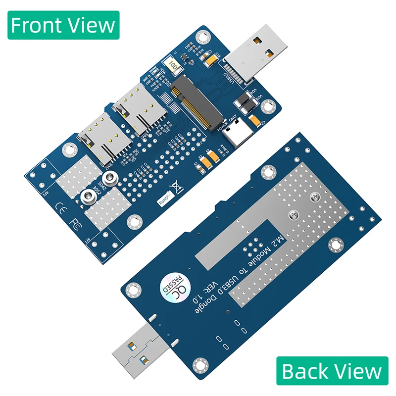 M.2 to USB 3.0 Adapter Card Riser Dual NANO SIM Slot for 3G/4G/5G Card Supports NGFF M2 key B 3042/3052 Wifi Card Network Module