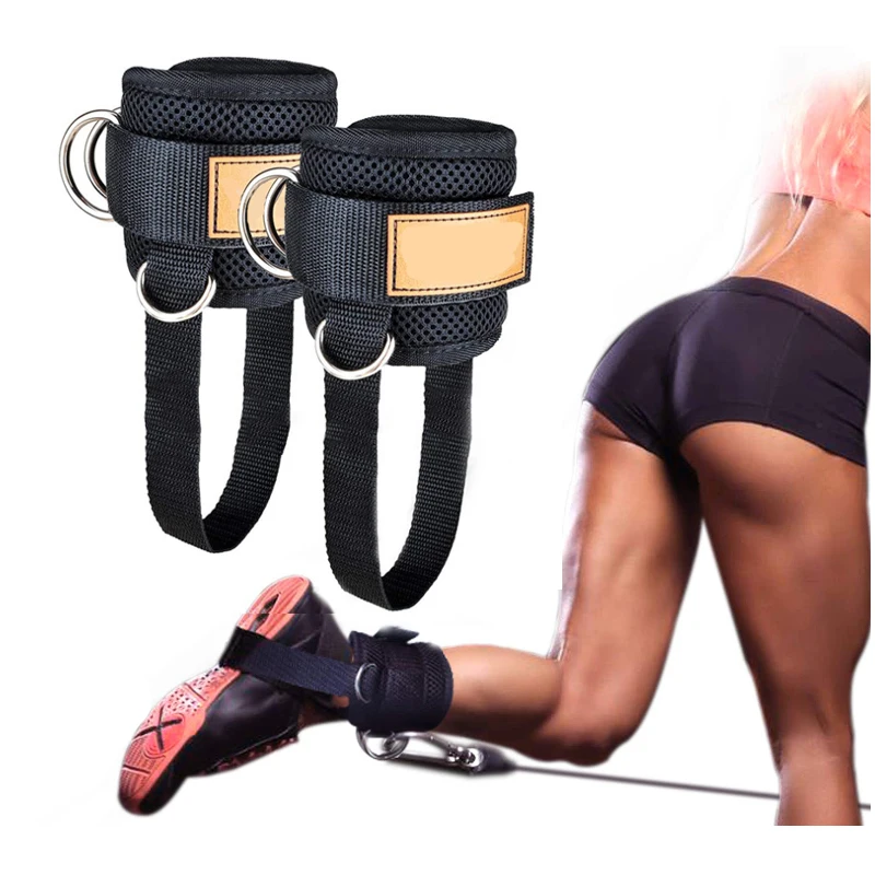 Gym Ankle Straps 4 D-Ring Adjustable Foot Support Cuffs Ankle Weight Leg Training Brace Support Leg Workouts Pulley With Buckle