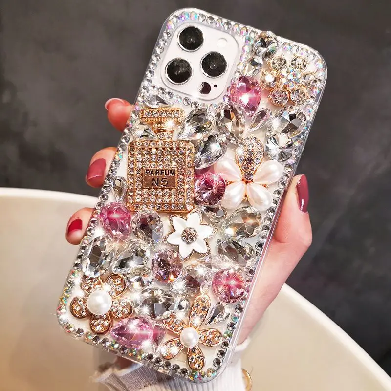 

Luxury Sparkling perfume Bottle Diamond Case For iPhone 16 15 14 13 12 11 Pro Max X XS XR 7 8 Plus Back Cover