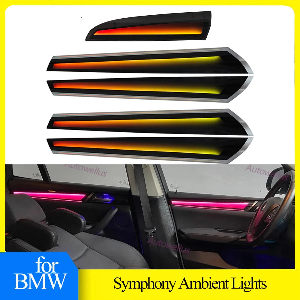 64 Colors Symphony Ambient Lights 22 in 1 For BMW X3 X4 F25 F26 2012-2017 Dynamic Atmosphere Lamp Car Accessories by APP Control