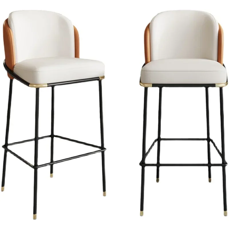 l # Oturma odası için turuncu yastık metal ayak taburesi bar taburesi modern lüks bar sandalyesi