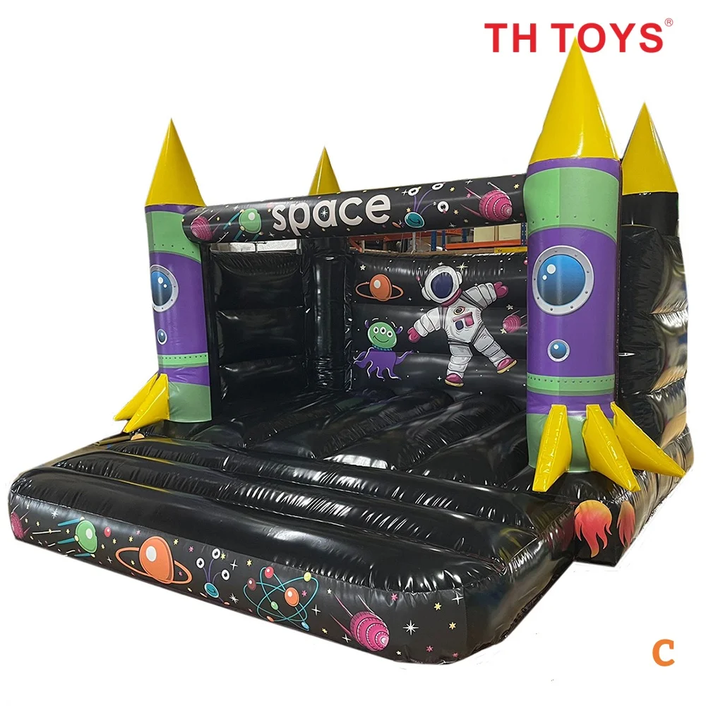 4x4m 13x13ft Astronaut Space Rocket Opblaasbaar springkussen op maat ruimtevaarder springkasteel