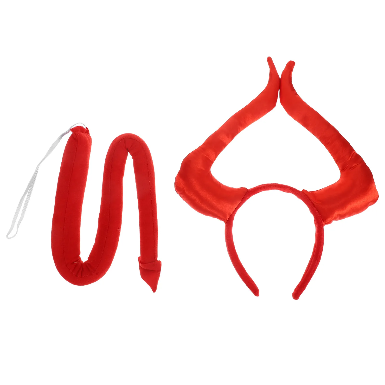 

2Pcs Devil Horn Headband Tail Set Halloween Costume Accessories for Adults Cosplay Party Demon Horns Headwear
