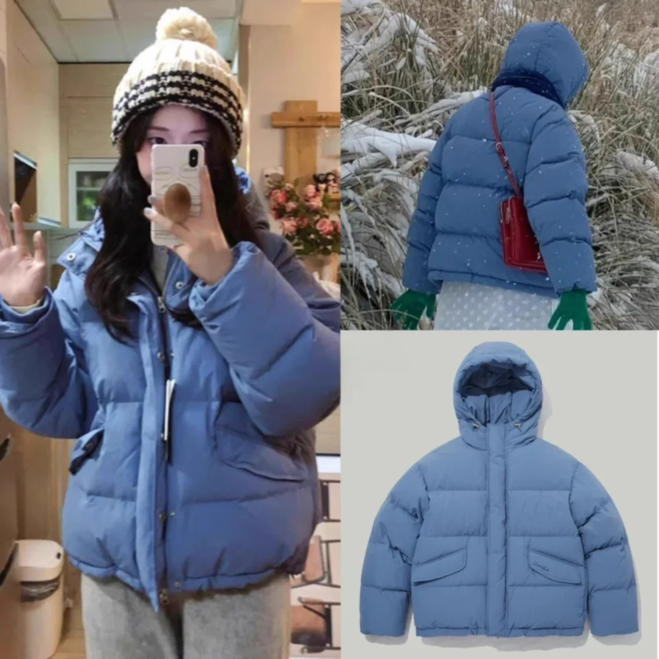 

Winter 2024 Women's Thickened Hooded down Jacket Pure Color Fashionable Versatile Long Sleeve Zipper Closure Cotton Goose dow...