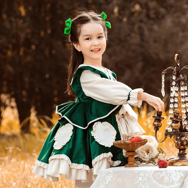 2025 bebê menina lolita vestidos de princesa crianças roupas de veludo vestido de baile da criança meninas vestido de natal infantil brithday vestidos