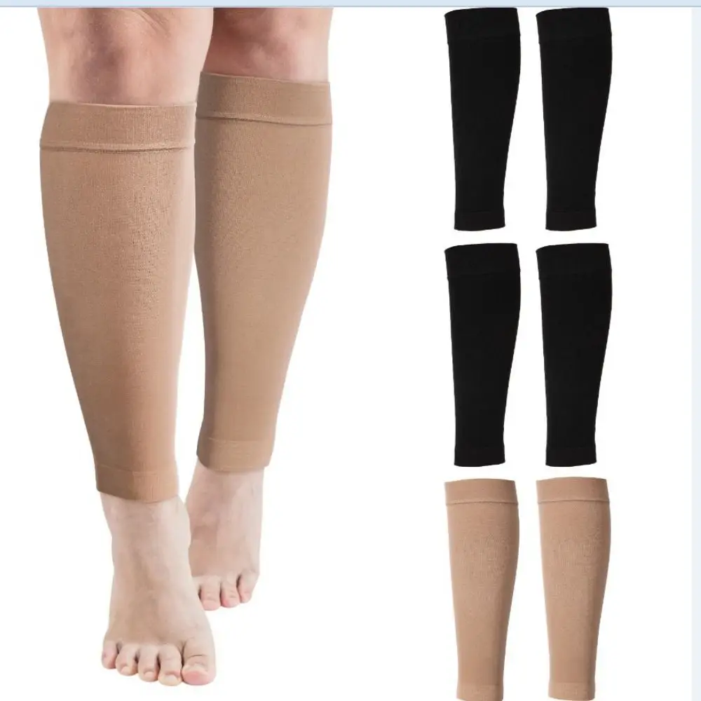 1 Pair Nylon Sports Calf Support Elastic Black Skin Footless Compression Socks Breathable Preventing Varicose Veins Leg Sleeves