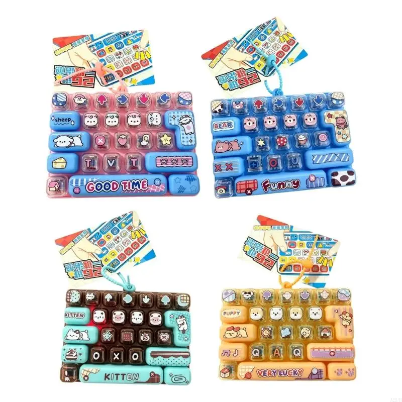 Light-Up Keyboard Stress Relief Toy with Individually Pressable Keys and Flexible Carry Loop for Breaks and Relaxing Time A2UB