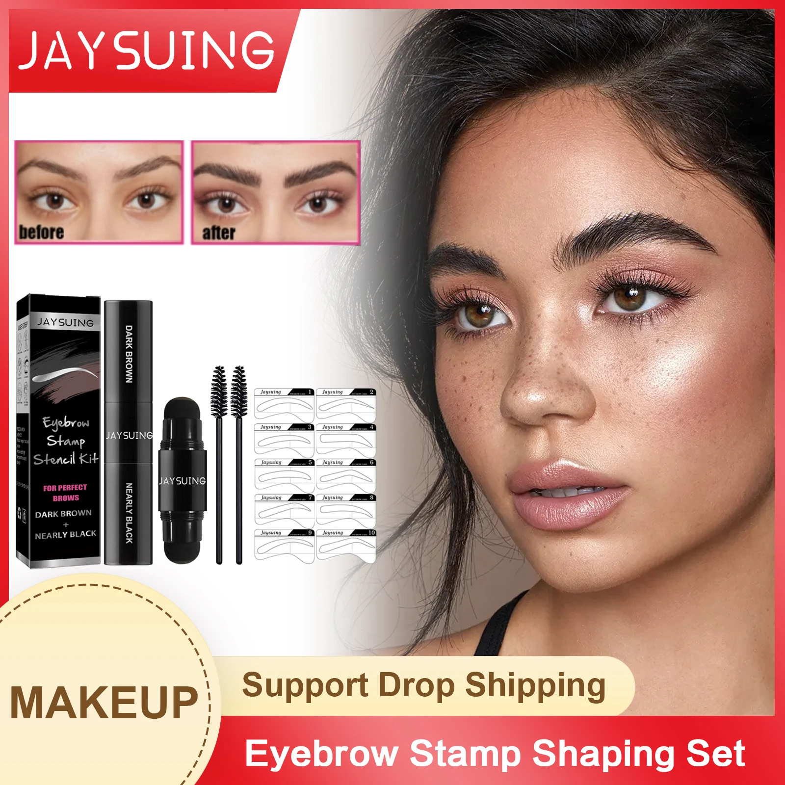 Eyebrow Stamp Shaping Set Retouching Hairline Contouring Brown Brow Enhancers Reusable Long Lasting Waterproof Eyebrow Dye Cream