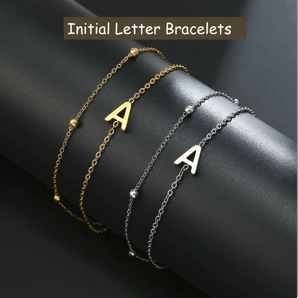 Cazador Edelstahl-Armband mit Doppelketten für Damen, Anfangsbuchstabe A-Z, Alphabet-Schmuck, 2026, Armband an der Hand, Geburtstagsgeschenk – Detail 3
