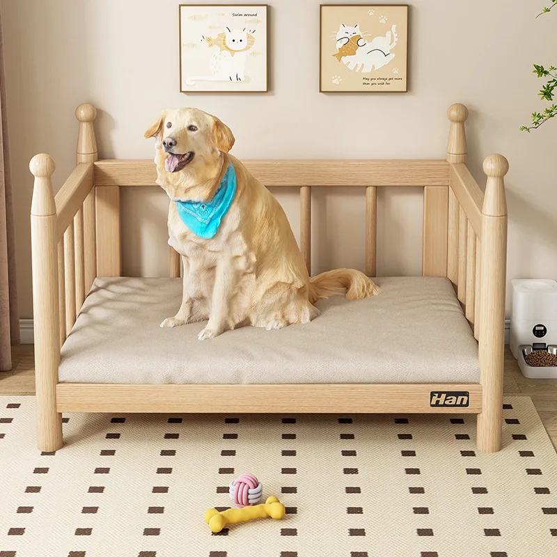 

Wooden kennel dog bed Teddy kennel golden retriever dog pet solid wood bed large, medium and small dog and cat kennel for all
