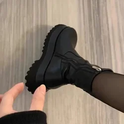 2024 Winter Chunky Platform Heels Long Boots Round Toe Zipper Thick Sole Ladies Fashion Winter Women's Knee High Boots