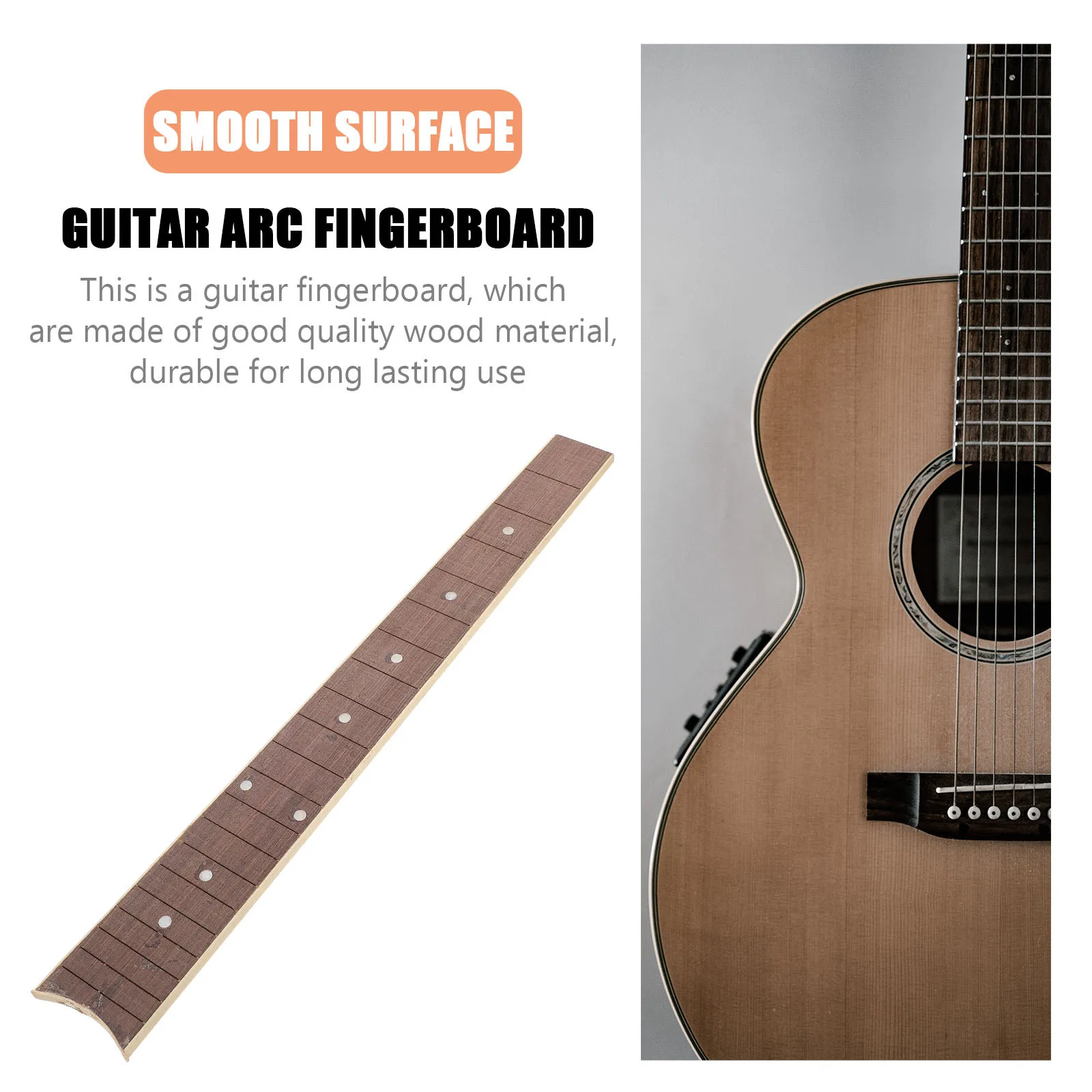 

1Pcs Folk Guitar Finger Plate Wooden Fingerboard Durable Quality Wood Smooth Surface Natural Texture Guitar Supply Accessory