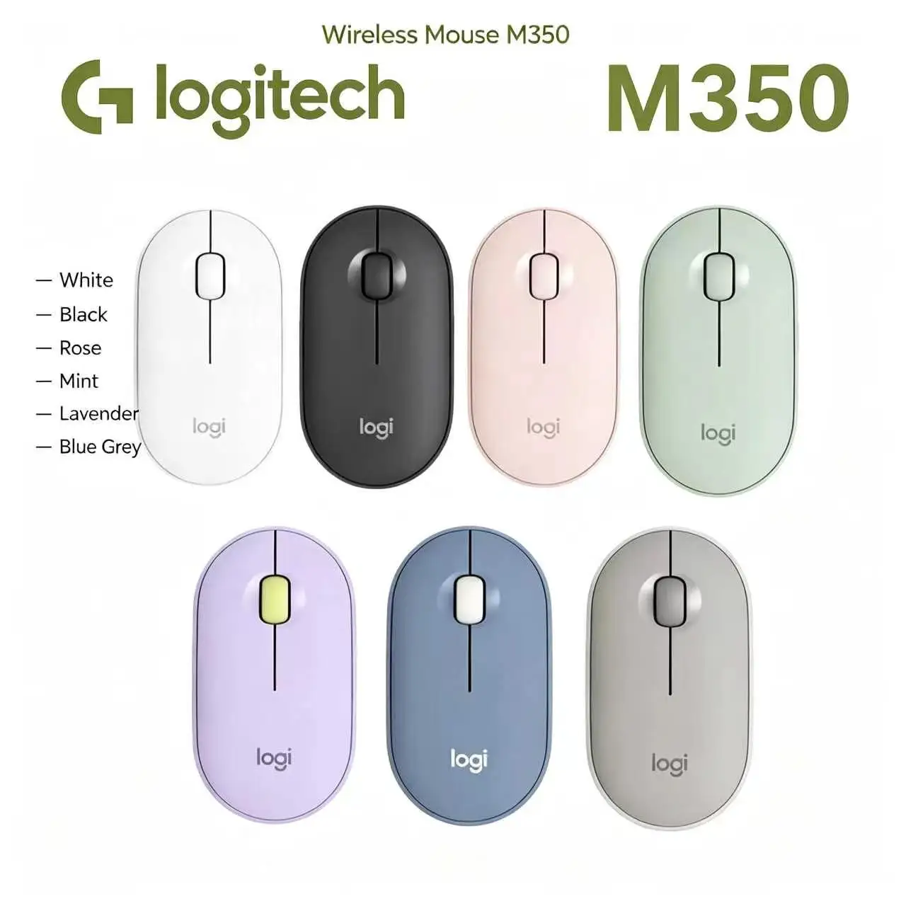 Logitech Pebble M350 Dual Wireless Mouse 2.4G USB & Bluetooth Quiet Operation Office Mouse For Laptop