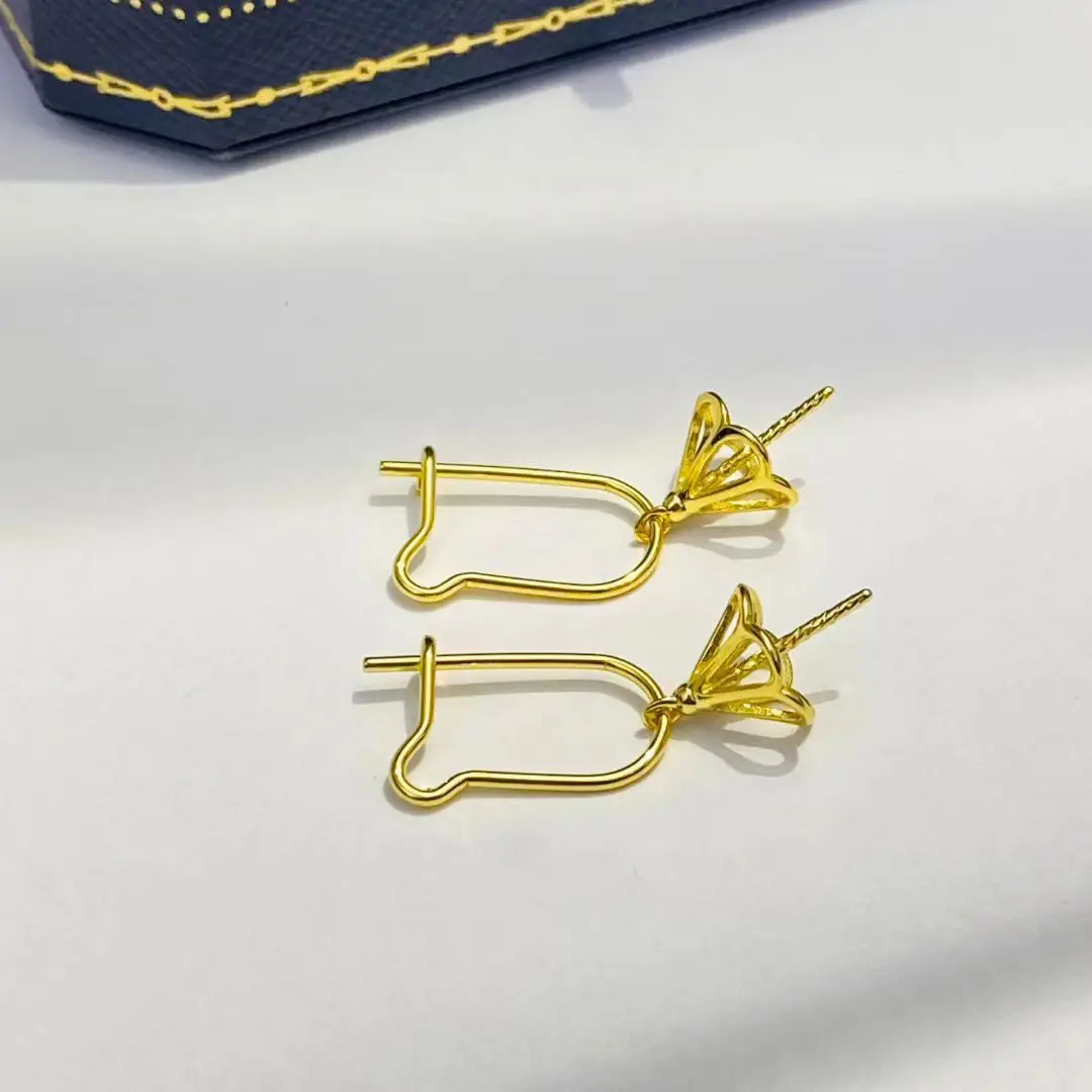 

Wholesale S925 Sterling Silver Earrings Mount Findings Settings Base Mounting Parts Accessory for 11-12mm Pearls 5 pairs/lot