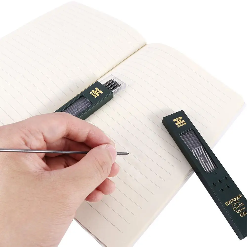 Core 120mm Long 2.0mm Writing 10 Pcs/box Black Mechanical Pencil Refill for School Supplies HB/2B Lead Student Stationery