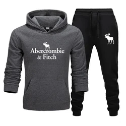 Abercrombie Fitch dres bluza z kapturem + spodnie garnitur Casual swetry do biegania mężczyźni kobiety spodnie sportowe stroje