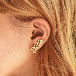 Custom Name Stud Earrings For Women Girl Stainless Steel Jewelry Personalized Nameplate Earrings Daily Wearing Accessories