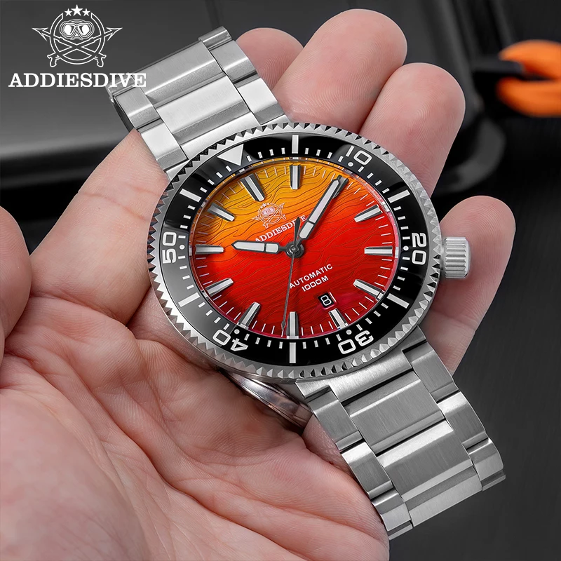 Addiesdive Nieuwe Heren Duikhorloge 1000M Waterdicht Saffierglas Mechanisch Polshorloge Keramische Bezel Roestvrij Staal Lichtgevend