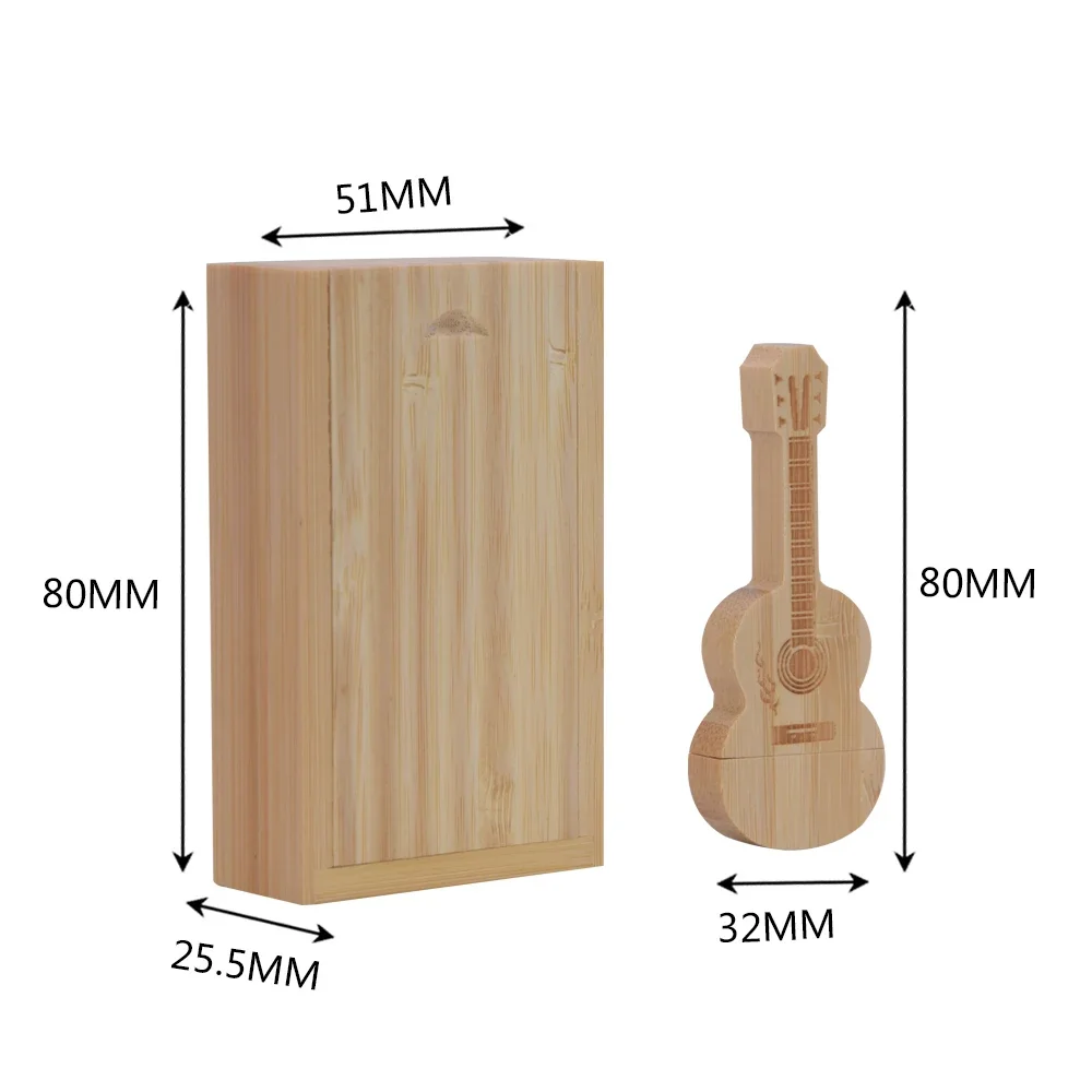 Houten Gitaar Creatieve Geschenken Usb 2.0 Flash Drive 16Gb Pen Drive 4Gb 8Gb Draagbare Foto Houten Doos Fotografie Geschenken