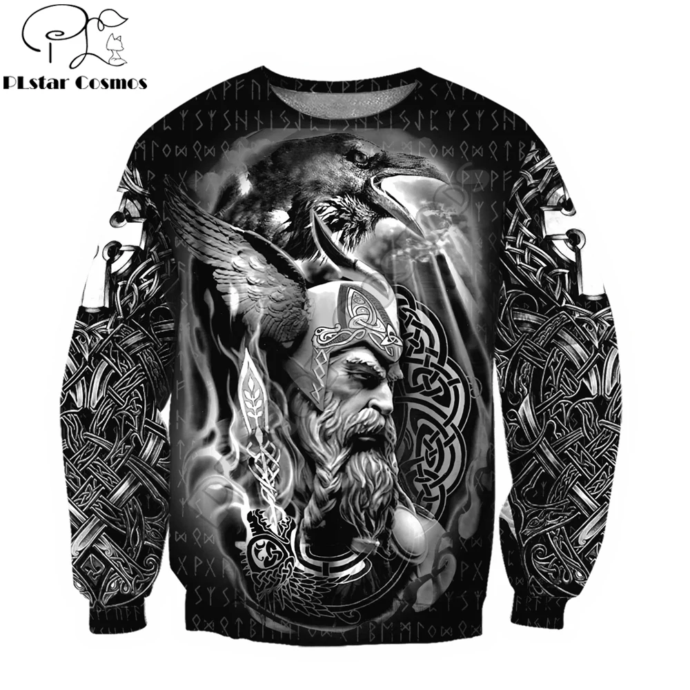 PLstar Cosmos Odin Raven Wolf Tattoo 3D Printed Mens hoodie & Sweatshirt Autumn Unisex zip Hoodie Casual Sportswear DW932