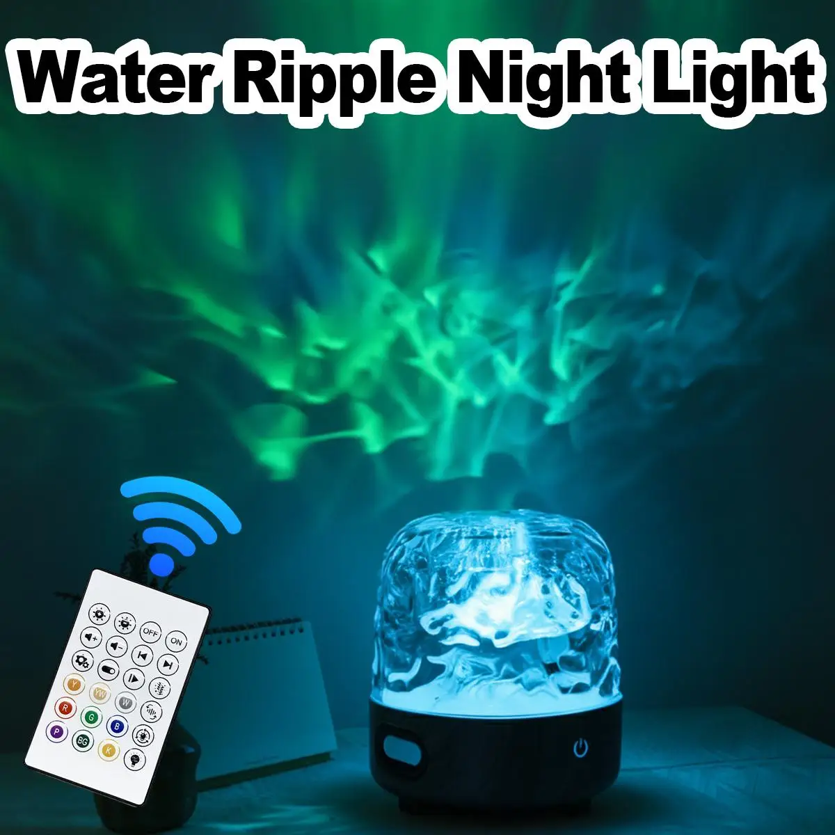 LED Water Ripple Night Light Touch Control USB Rechargeable Stereo Sound Portable Table Lamp Bluetooth Sound Lamp Ocean Wave Art