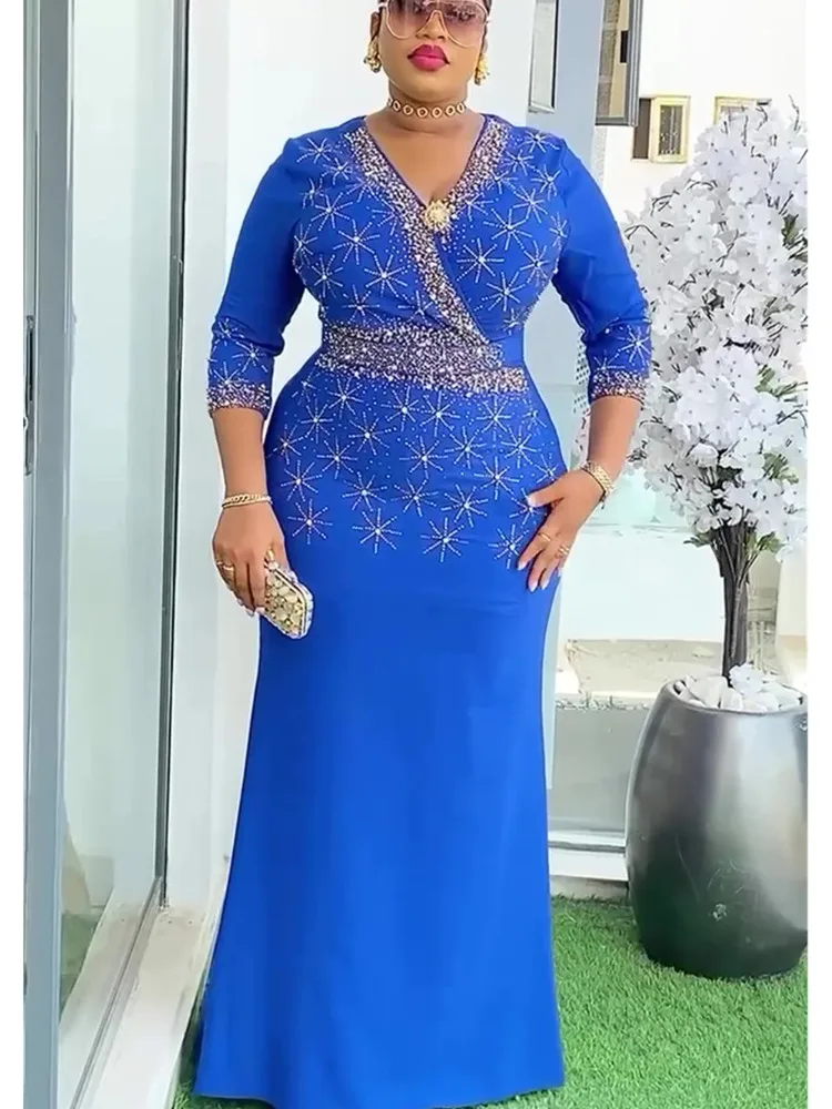 Gaun Afrika Ukuran Besar untuk Wanita Pakaian Afrika Dashiki Gaun Pakaian Ankara Gaun Maxi Panjang Pesta Pernikahan Muslim 2025