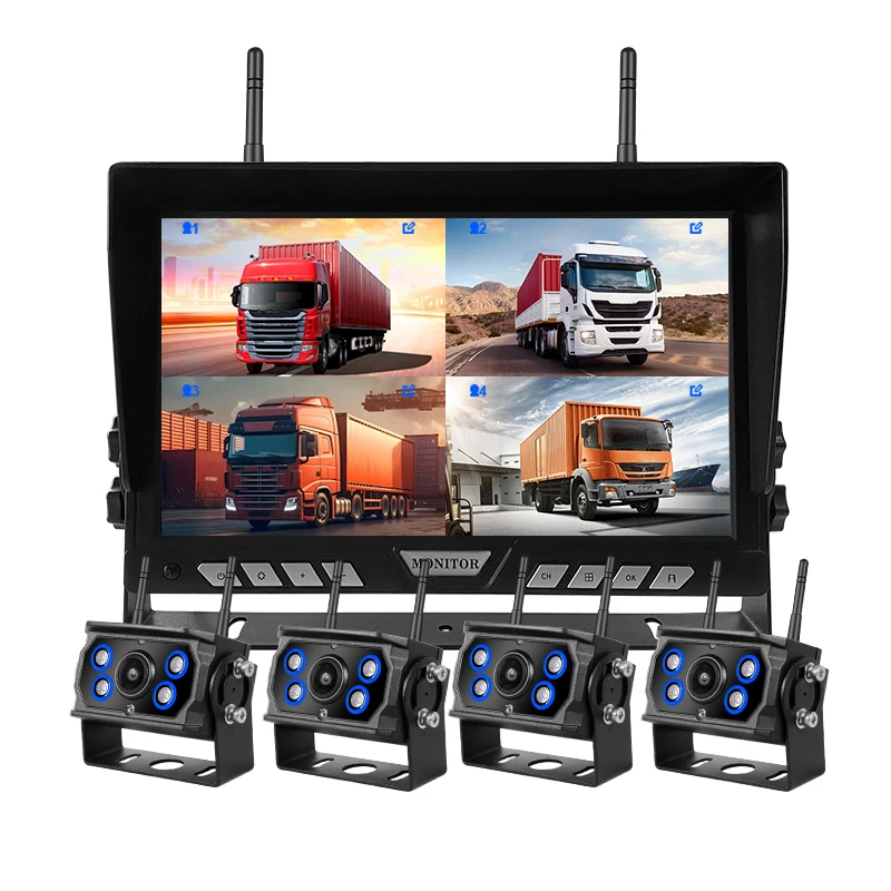 【Hot Selling】Front Left Right Rear View Digital Wireless Backup   Built-in DVR 10.1'' Wireless  ing System for Forkli