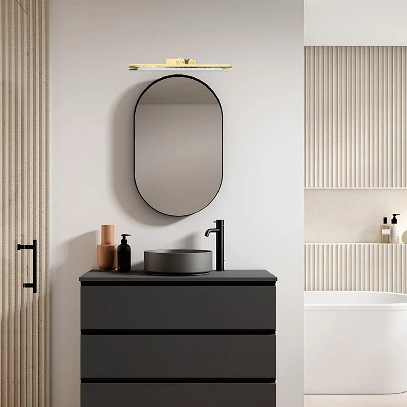 

Modern LED Mirror Headlight Wall Light Vanity Lamp for Makeup Bathroom Bedroom Living Room Decor Easy to Install 9W White 40Cm