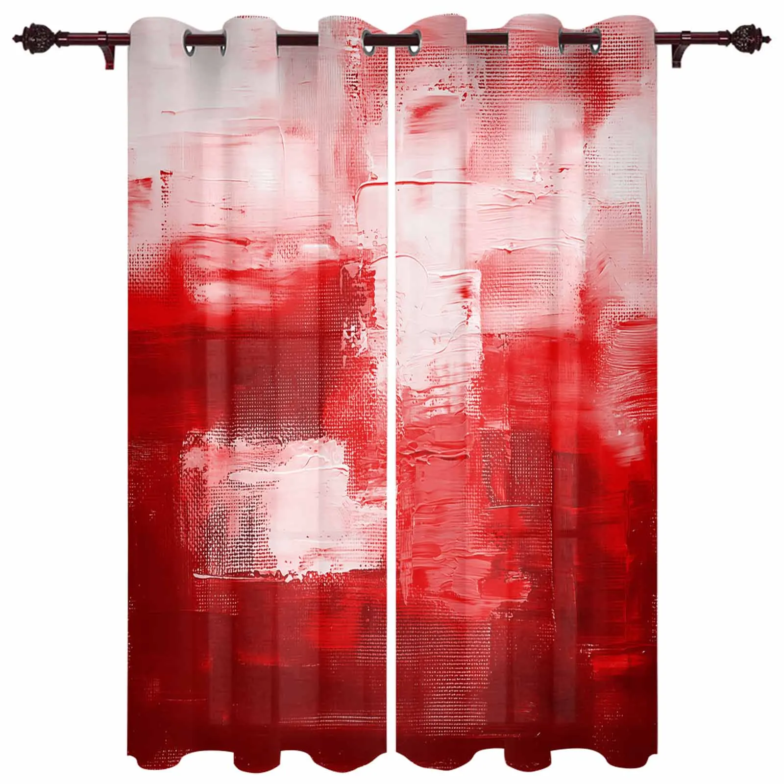 

Paint Texture Oil Painting Red Window Window Curtains Living Room Bathroom Bedroom Decor Kids Window Treatment