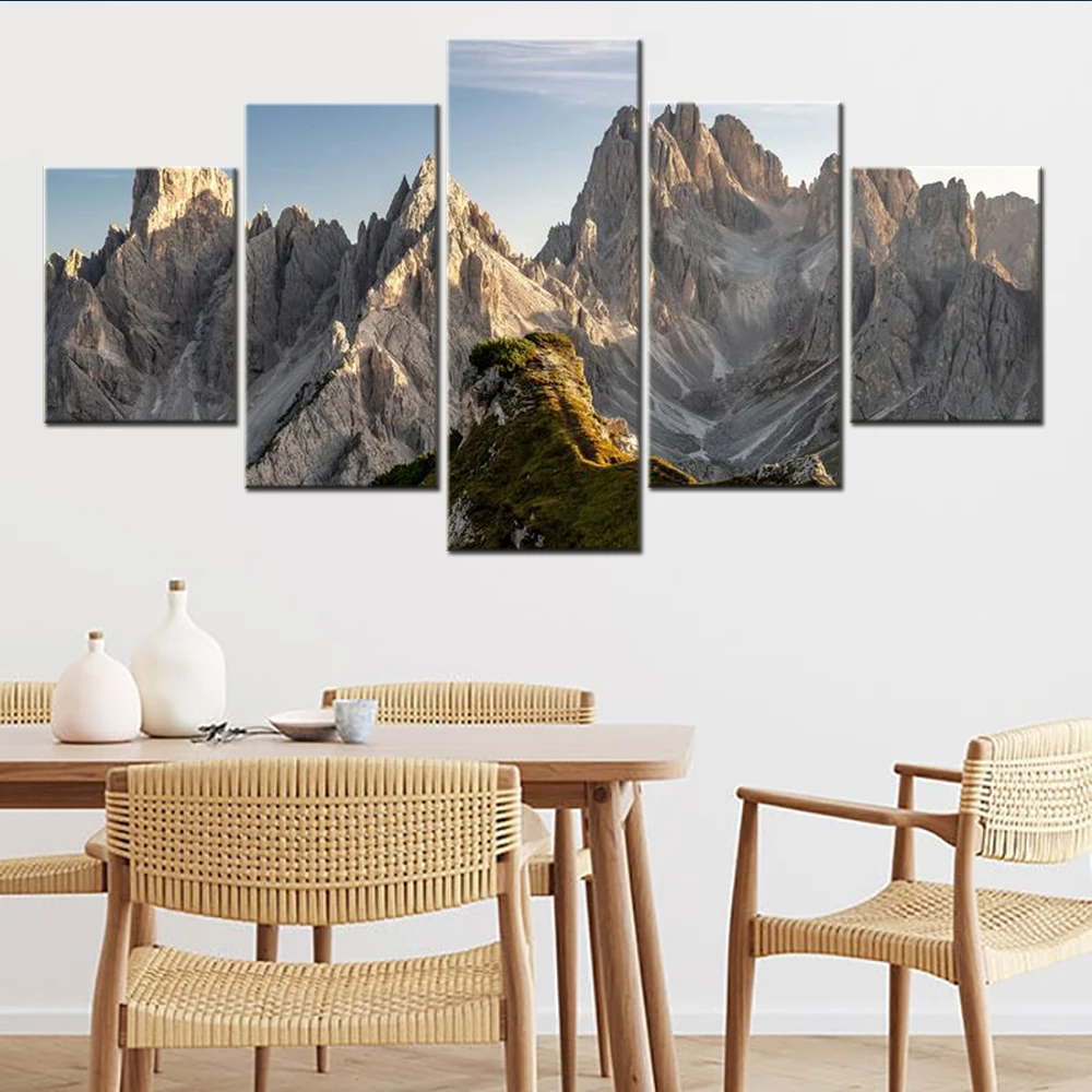 5 Pieces Nature Lanscape Wall Arts Poster Painting Dolomite Mountains In Italy Wallpapers Home Decor Interior Picture Printing