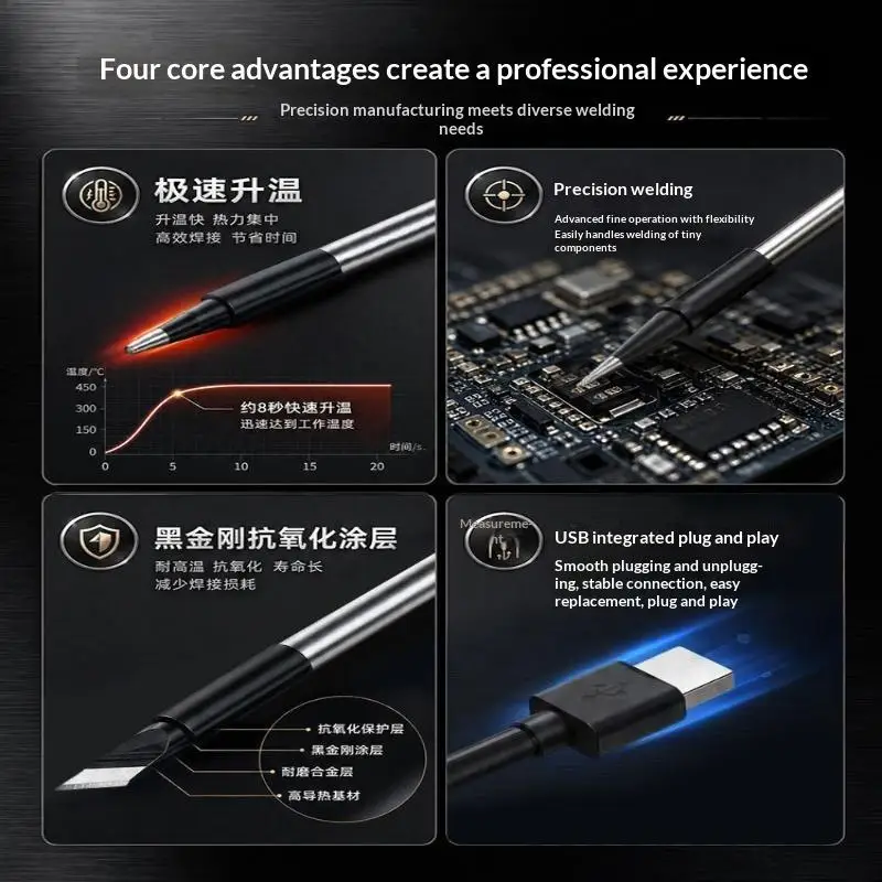 3Pcs USB Soldering Iron Tips 5V Replacement Tips For Electronics Phone Motherboard Repair Accessories