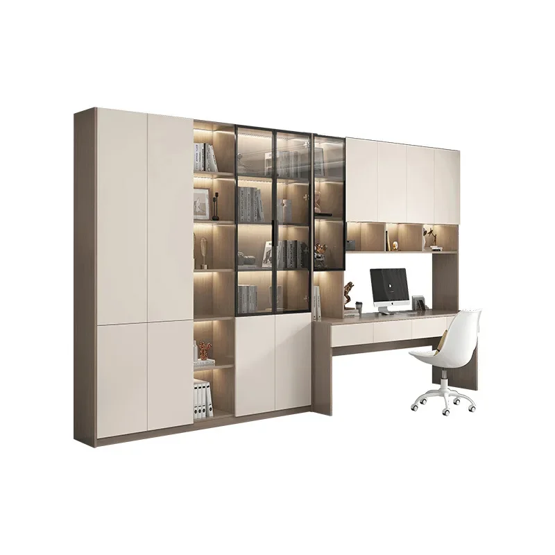 Modern simple tempered glass door bookcase study office storage locker