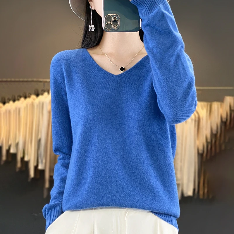 

2024 Autumn/Winter Knitted New Woolen Sweater Knitted Sweater Solid Color Long Sleeve Loose Hoodie Large Base Sweater