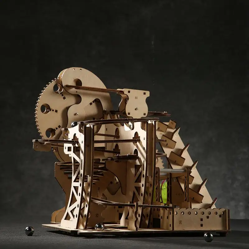 OUZEY 3D โมเดลไม้สร้างรางลูกแก้วและกังหันน้ำ - ชุดประกอบแบบกลไก DIY ของเล่น STEM เสริมสร้างทักษะสำหรับผู้ใหญ่และวัยรุ่นอายุ 14 ปีขึ้นไป