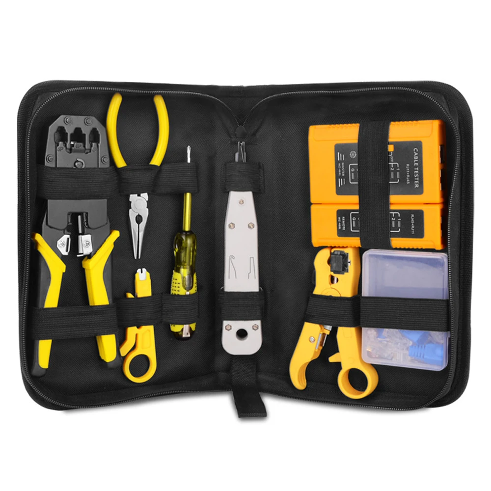 Network Repairing Plier Tool Kit RJ45 RJ11 RJ12 with Cable Tester Spring Clamp Crimping Tool Crimping Pliers
