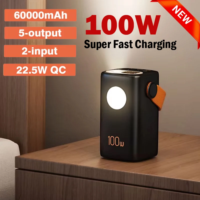 100W Super Fast Charging Laptop Power Bank 60000mAh Large Capacity Outdoor Camping Emergency Backup Power Supply for IPhone15 16