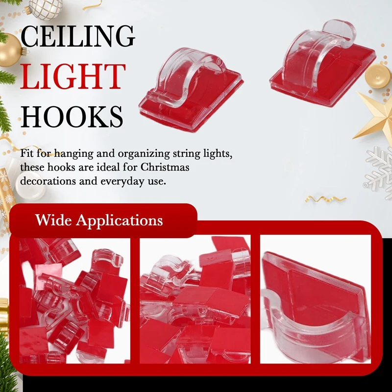 

Hooks Hooks for Outdoor String Lights Clips 50 Pack Clips Clear Light Hook with 50 Waterproof Adhesive Backing for Lamp