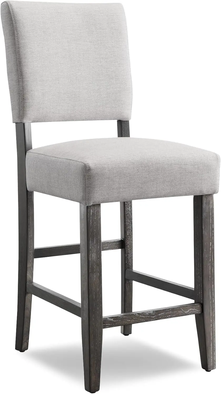 Counter Height Stool with Upholstered Back and Wood Base – Set of 4 for Elevated Kitchen Counters, High Top Tabl