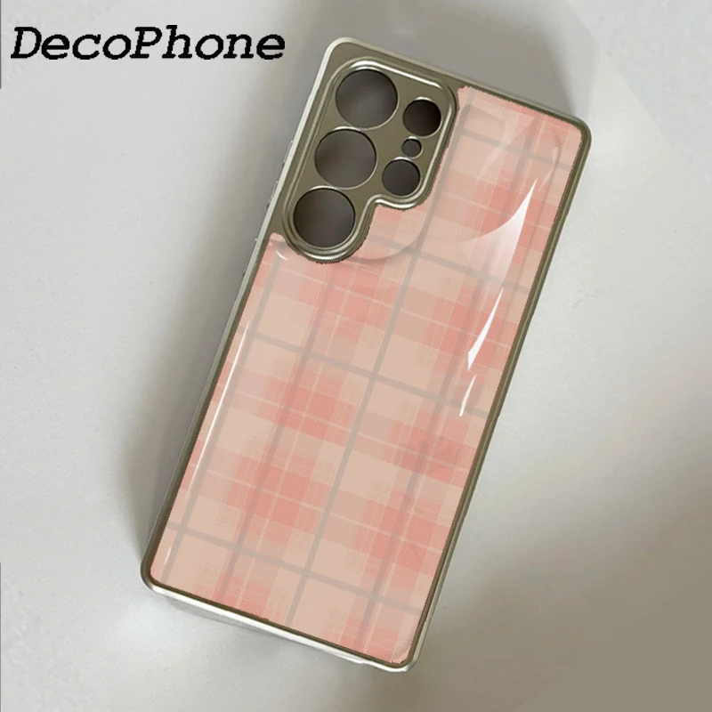 Bunte karierte Streifen Epoxy-Handyhülle Sturzsicher für Samsung Galaxy 23/24/25/27 Plus FE ULTRA EDGE