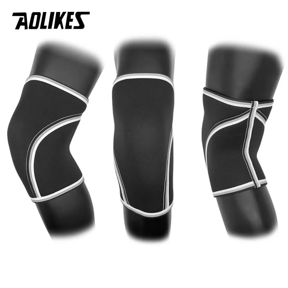 AOLIKES Knee Sleeves & Compression Brace (1 Pair) -for Squats, Fitness, Weightlifting, and Powerlifting - Gymreapers 7MM Sleeve