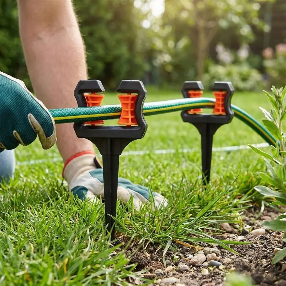 2Pcs Anti-Kink Garden Hose Guide Stake Ground Spike Wear Resistant Lawn Hose Holder Heavy Duty Roller Wheel Hose Guide Spike