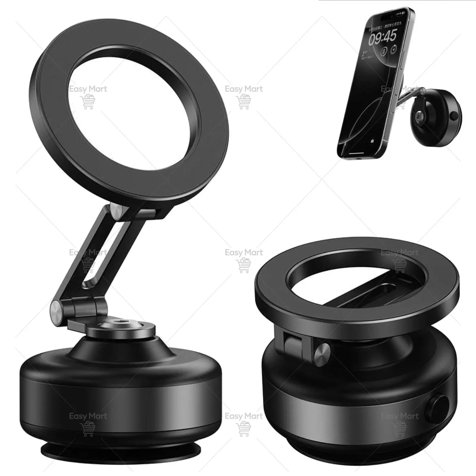 360° Magnetic Phone Mount with Vacuum Suction - Adjustable Car/Gym/Mirror Holder