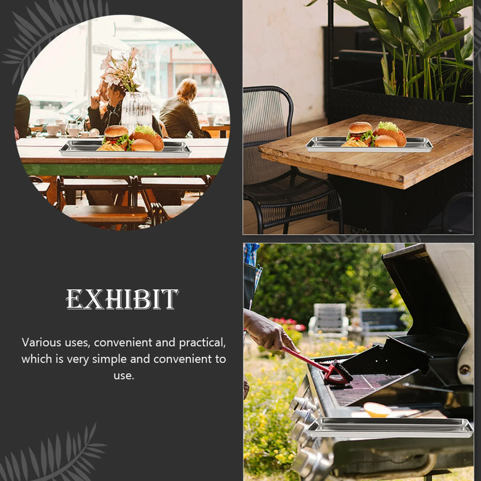 

Rectangular Stainless Steel Food Plate Premium Serving Tray for Parties Picnics Barbecues Home Kitchen Snack Dessert Storage Use